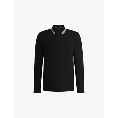 Hugo Boss Mens Logo-embroidered Slim-fit Cotton-jersey Polo Shirt Charcoal Xxl