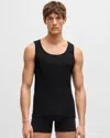 Hugo Boss Mens Cotton Tank Tops With Embroidered Logos Nos In Black