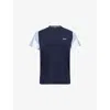 Hugo Boss Mens Dark Blue Balance Colour-block Cotton-jersey Blend Pyjama Top In Blue