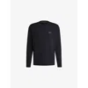 Hugo Boss Mens Dark Blue Brand-print Long-sleeve Cotton-jersey T-shirt