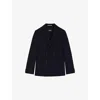 Hugo Boss Mens Boss Double-breasted Notched-lapel Cotton-wool Blend Blazer