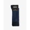Hugo Boss Mens Dark Blue Fine-knit Pack-of-two Stretch-cotton Blend Socks In Dark Blue