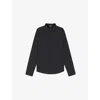 Hugo Boss Mens Dark Blue Logo-print Slim-fit Cotton-piqué Shirt In Blue