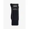 Hugo Boss Mens Dark Blue Pinstripe Pack Of Two Cotton-blend Knitted Socks In Black