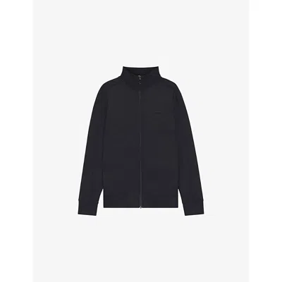 Hugo Boss Mens Dark Blue Quilted Jacquard Regular-fit Woven Sweatshirt