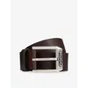 Hugo Boss Mens Dark Brown Logo-embossed Leather Belt In Brown