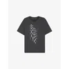 Hugo Boss Mens Dark Grey Graphic-print Short-sleeve Stretch-cotton T-shirt In Gray