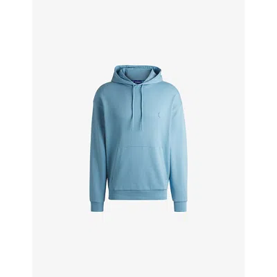 Hugo Boss Mens Light/pastel Blue Happy Hugo Logo-appliqué Cotton-jersey Hoody Xl