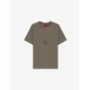 Hugo Boss Mens Brand-embroidered Short-sleeved Cotton-jersey T-shirt Medium Grey In Brown