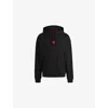 Hugo Boss Mens Black Brand-print Cotton-jersey Hoody In Black