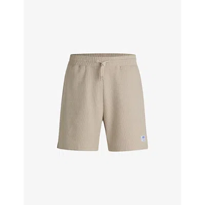 Hugo Boss Mens Open White Drawstring-waistband Cotton-jersey Shorts