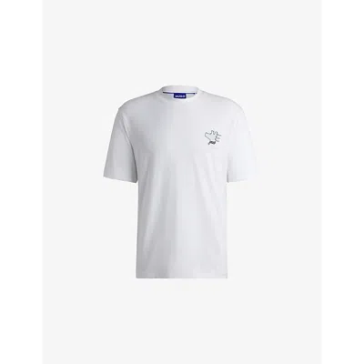 Hugo Boss Mens White Graphic-print Cotton-jersey T-shirt