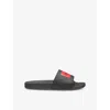 Hugo Boss Mens Black Logo-label Slip-on Rubber Slides In Black