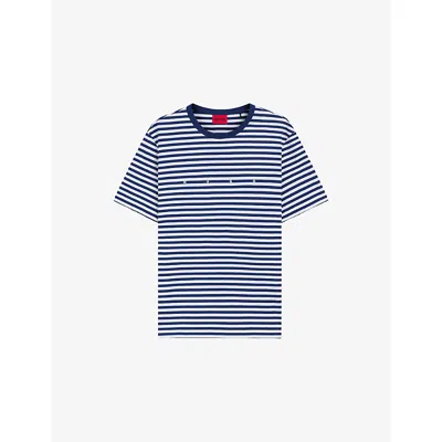 Hugo Boss Mens Hugo Striped Relaxed-fit Cotton-jersey T-shirt In Multi