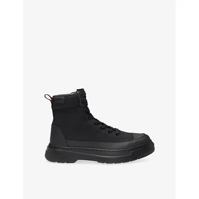 Hugo Boss Mens Hugo Urian Woven Ankle Boots In Black
