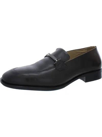 Hugo Boss Mens Leather Loafers In Brown