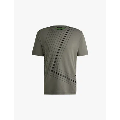 Hugo Boss Mens Crewneck Short-sleeve Regular-fit Cotton-jersey T-shirt Light Beige