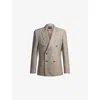 Hugo Boss Slim-fit Blazer In Patterned Virgin Wool In Light Beige