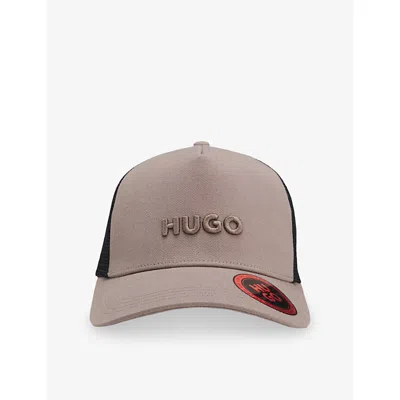 Hugo Boss Mens Light/pastel Brown Logo-embellished Cotton-twill Trucker Cap