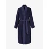 HUGO BOSS MENS NAVY LOGO-EMBROIDERED KIMONO TERRY COTTON DRESSING GOWN XL