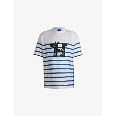 Hugo Boss Cotton-jersey Loose-fit T-shirt With Dog Logo In White