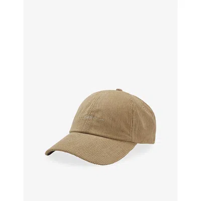 Hugo Boss Mens Logo-embroidered Cotton-cord Baseball Cap Beige Overflow