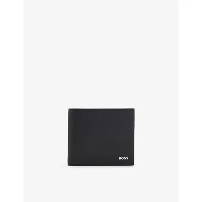 Hugo Boss Mens Logo-plaque Leather Wallet Black
