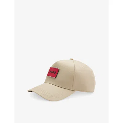 Hugo Boss Mens Medium Beige Branded Cotton-twill Cap In Neutral