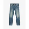 Hugo Boss Mens Medium Blue Beckham X Boss Slim-leg Mid-rise Stretch-denim Jeans In Blue