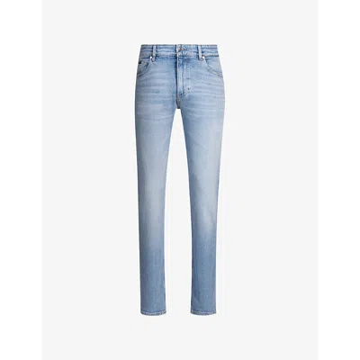 Hugo Boss Mens Business Leisure Straight-leg Regular-fit Stretch-denim Jeans Medium Blue