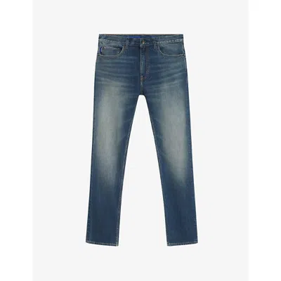 Hugo Boss Mens Slim-fit Straight-leg Stretch-denim Jeans Medium Blue