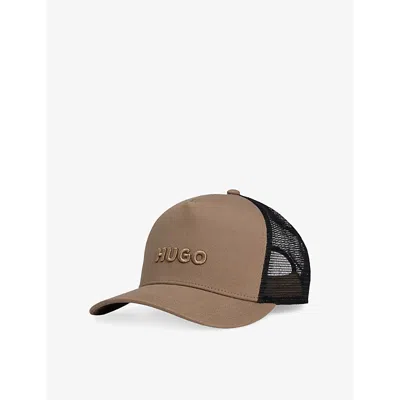Hugo Boss Mens Medium Brown Brand-embroidered Cotton Cap