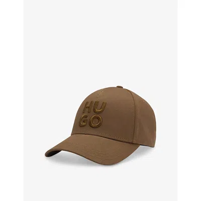 Hugo Boss Mens Medium Brown Logo-embroidered Cotton Baseball Cap