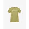 Hugo Boss Mens Medium Green Brand-print Crewneck Cotton-jersey T-shirt Xl
