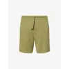 Hugo Boss Mens Medium Green Ribbed Two-slip-pockets Stretch-woven Shorts Xl In Medium Green