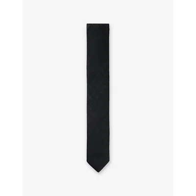 Hugo Boss Mens Black Monogram-print Jacquard Silk T
