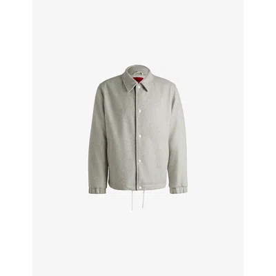 Hugo Boss Mens Natural Branded Stand-collar Wool-blend Jacket