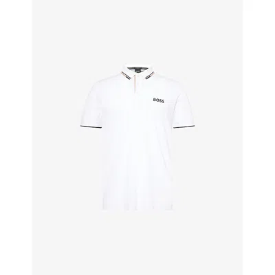 Hugo Boss Mens Boss Green Paddy Pro Striped-collar Cotton-blend Pique Polo Shirt