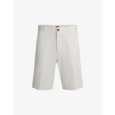 HUGO BOSS MENS NATURAL STRAIGHT-LEG MID-RISE WOVEN SHORTS