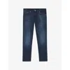 Hugo Boss Mens Navy Faded-wash Regular-fit Stretch-denim Jeans In Blue