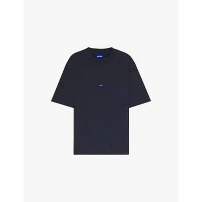 Hugo Boss Mens Navy Logo-patch Regular-fit Cotton-jersey T-shirt In Blue