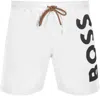 Hugo Boss Quick-dry Swim Shorts With Large Logo Print In Multi