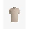 Hugo Boss Mens Open Beige Logo-embroidered Short-sleeve Cotton Polo Shirt