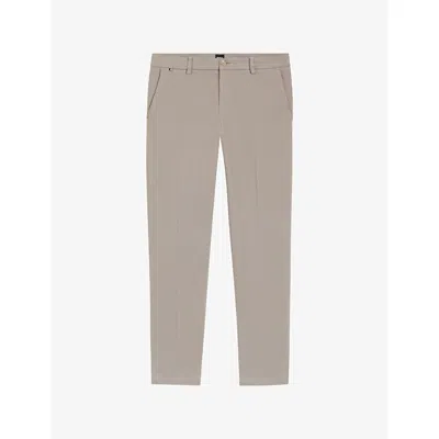 Hugo Boss Mens Open Beige Modern-fit Tapered-leg Stretch Cotton-garbadine Trousers In Multi