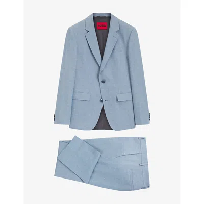Hugo Boss Mens Open Blue Slim-fit Single-breasted Wool-blend Suit
