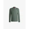 Hugo Boss Mens Open Green Branded Long-sleeved Cotton Polo Shirt Xxl