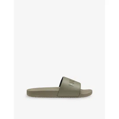 Hugo Boss Mens Open Green Branded Woven Sliders Eur 39 / 5 Uk