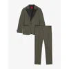 Hugo Boss Mens Contrast-trim Regular-fit Stretch Wool-blend Suit Open Green In Green
