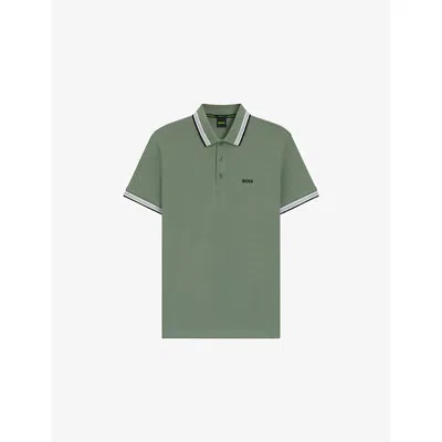 Hugo Boss Tipped-collar Polo Shirt In Green