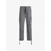 Hugo Boss Mens Open Grey Logo-appliqué Relaxed-fit Cotton Cargo Trousers Xl In Open Grey